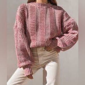 Stitch + Feather Cozy Danika Two Tone Sweater in Mauve Size S